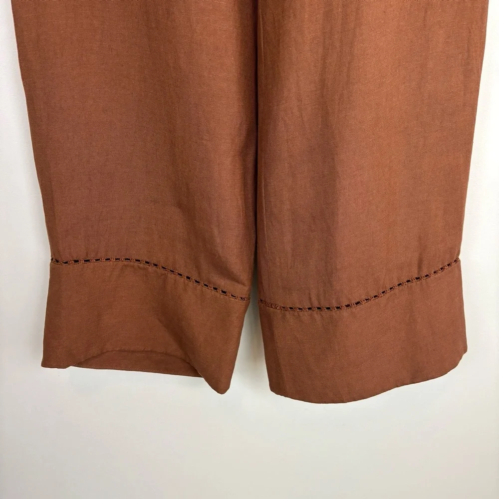 SIMKHAI Colley Cropped Straight Leg Pant in Bronze Size S